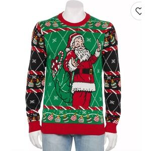 Ugly Christmas Santa Claus & Decorations Holiday Sweater Medium NWT‎